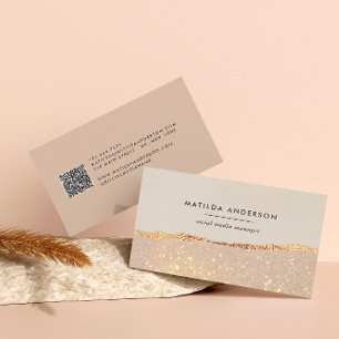 Rose Gold Glitzer Schwarz Rosa moderne QR CODE Visitenkarte