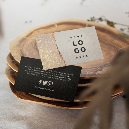 Rose Gold Glitzer Schwarz Rosa Moderne Vielen Dank Visitenkarte