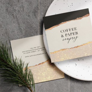 Rose Gold Glitzer Schwarz Rosa moderne viereckige Quadratische Visitenkarte