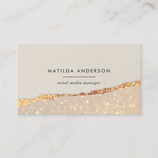 Rose Gold Glitzer Schwarz Rosa moderne viereckige Visitenkarte (Vorderseite)