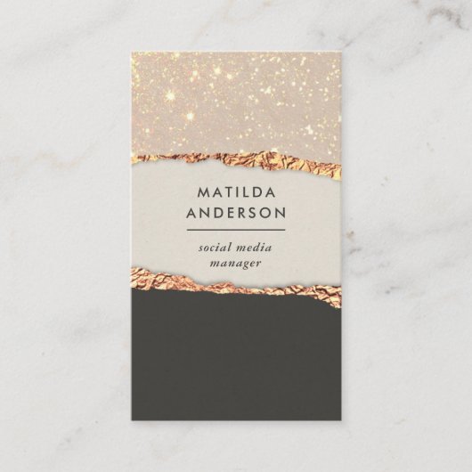 Rose Gold Glitzer Schwarz Rosa moderne viereckige  Visitenkarte (Vorderseite)