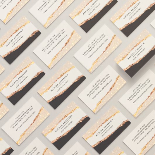 Rose Gold Glitzer Schwarz Rosa moderne viereckige  Visitenkarte