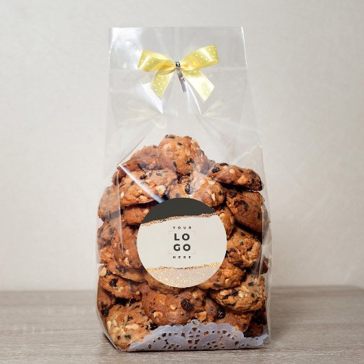 Rose Gold Glitzer Schwarz Rosa modernes Logo Brand Runder Aufkleber