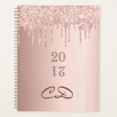 Rose Gold Glitzer Schwarze Monogramm Initialen 202 Planer (Vorderseite)