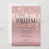 Rose Gold Glitzer Script Bridal Einladung (Vorderseite)