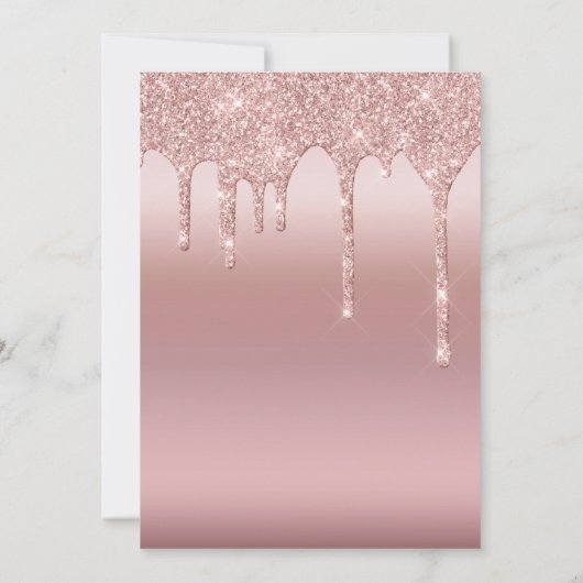 Rose Gold Glitzer Script Bridal Einladung (Rückseite)