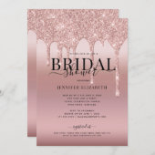 Rose Gold Glitzer Script Bridal Einladung (Vorne/Hinten)