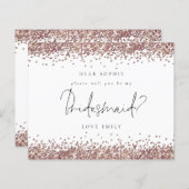 Rose Gold Glitzer Script Bridesmaid Anforderung (Vorne/Hinten)