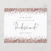 Rose Gold Glitzer Script Bridesmaid Anforderung (Vorderseite)