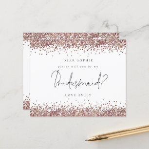 Rose Gold Glitzer Script Bridesmaid Anforderung