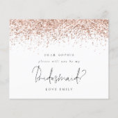 Rose Gold Glitzer Script Bridesmaid Anforderung (Vorderseite)