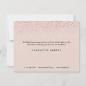 Rose Gold Glitzer Script Business dank Karte (Rückseite)