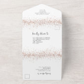 Rose Gold Glitzer Script Hochzeit All In One Einladung (Außenbereich)