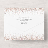 Rose Gold Glitzer Script Hochzeit All In One Einladung (Rückseite)