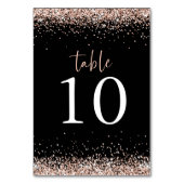 Rose Gold Glitzer Script Hochzeit Black Tischnummer (Rückseite)