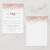 Rose Gold Glitzer Script Hochzeit RSVP Enclosure C Mitteilungskarte (Vorne/Hinten)