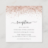 Rose Gold Glitzer Script Hochzeitsdetails Begleitkarte (Vorderseite)