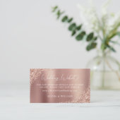 Rose Gold Glitzer Script Hochzeitswebsite Begleitkarte (Stehend Vorderseite)