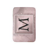 Rose Gold Glitzer Script Monogram Badematte (Vorderseite Vertikal)