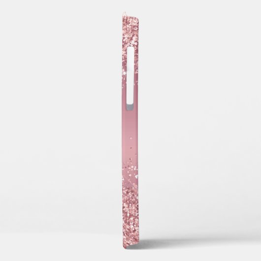 Rose Gold Glitzer Script Monogram Case-Mate iPhone Hülle (Rückseite / Links)