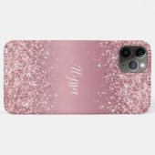 Rose Gold Glitzer Script Monogram Case-Mate iPhone Hülle (Rückseite (Horizontal))