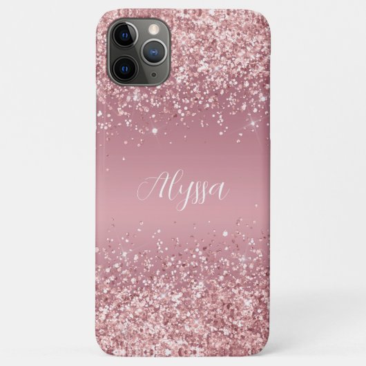 Rose Gold Glitzer Script Monogram Case-Mate iPhone Hülle (Rückseite)