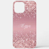 Rose Gold Glitzer Script Monogram Case-Mate iPhone Hülle (Rückseite)