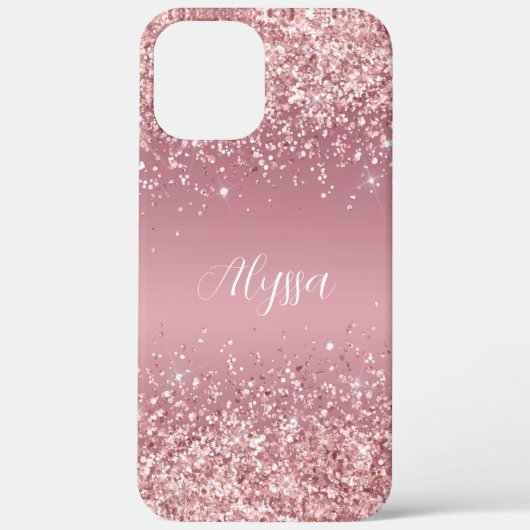 Rose Gold Glitzer Script Monogram Case-Mate iPhone Hülle (Rückseite)