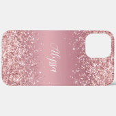 Rose Gold Glitzer Script Monogram Case-Mate iPhone Hülle (Hinten (horizontal))