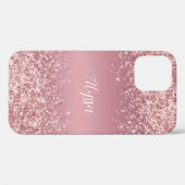 Rose Gold Glitzer Script Monogram Case-Mate iPhone Hülle (Rückseite (Horizontal))