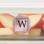 Rose Gold Glitzer Script Monogram Etiketten (Befestigt)