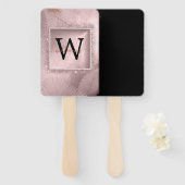 Rose Gold Glitzer Script Monogram Fächer (Vorne und Hinten)