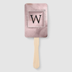 Rose Gold Glitzer Script Monogram Fächer