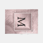Rose Gold Glitzer Script Monogram Fleecedecke (Vorderseite (Horizontal))
