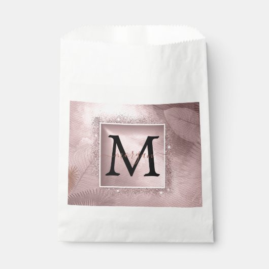 Rose Gold Glitzer Script Monogram Geschenktütchen (Vorderseite)
