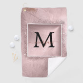 Rose Gold Glitzer Script Monogram Golfhandtuch (Insitu)