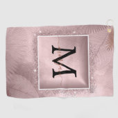 Rose Gold Glitzer Script Monogram Golfhandtuch (Horizontal)