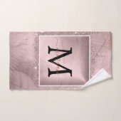Rose Gold Glitzer Script Monogram Handtuch (Handtuch)