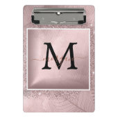 Rose Gold Glitzer Script Monogram Mini Klemmbrett (Vorderseite)
