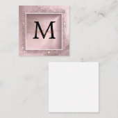 Rose Gold Glitzer Script Monogram Mitteilungskarte (Vorne/Hinten)