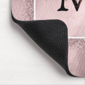 Rose Gold Glitzer Script Monogram Mousepad (Ecke)