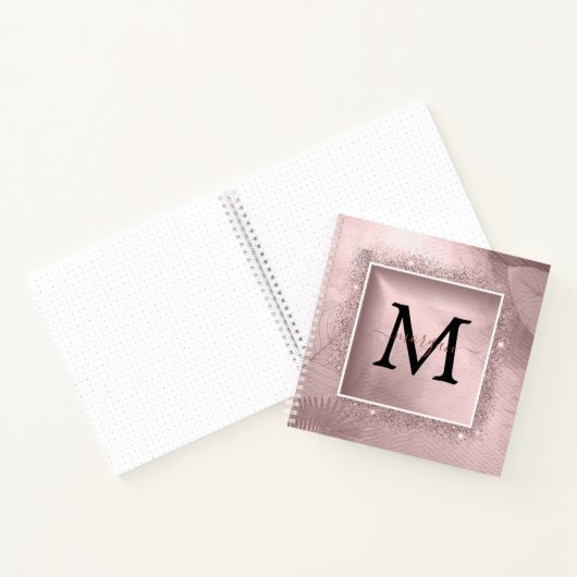 Rose Gold Glitzer Script Monogram Notizblock (Innenseite)