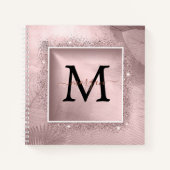 Rose Gold Glitzer Script Monogram Notizblock (Vorderseite)