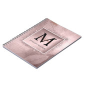 Rose Gold Glitzer Script Monogram Notizblock (Linke Seite)