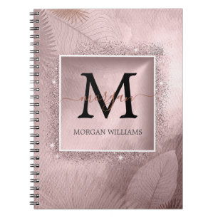 Rose Gold Glitzer Script Monogram Notizblock
