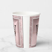 Rose Gold Glitzer Script Monogram Pappbecher (Rechts)