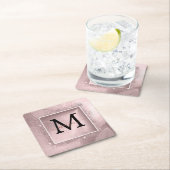 Rose Gold Glitzer Script Monogram Rechteckiger Pappuntersetzer (Vor Ort)