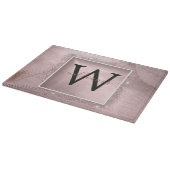 Rose Gold Glitzer Script Monogram Schneidebrett (Ecke)