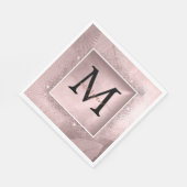 Rose Gold Glitzer Script Monogram Serviette (Ecke)