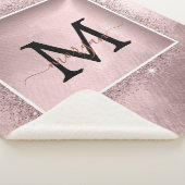 Rose Gold Glitzer Script Monogram Sherpadecke (3/4)